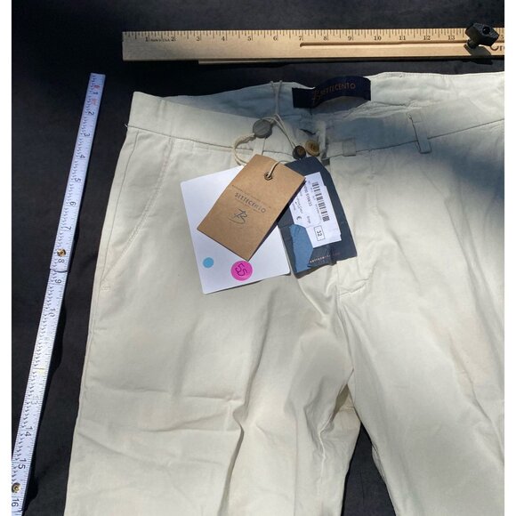 B Settecento Beige Men's Pants Size 32 NWT Cotton Blend Straight Fit Button & Zi - Picture 2 of 4